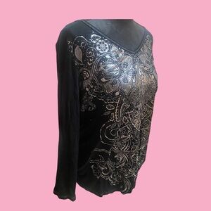 Blue Canyon Clothing Y2K Embellished Top size XL